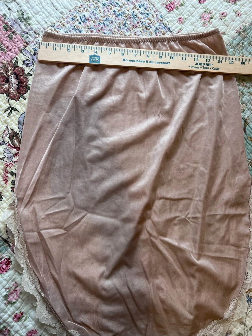 Vintage House of David HRF Taupe Lace Trim Half Slip Skirt Large ILGWU USA - Picture 4 of 6